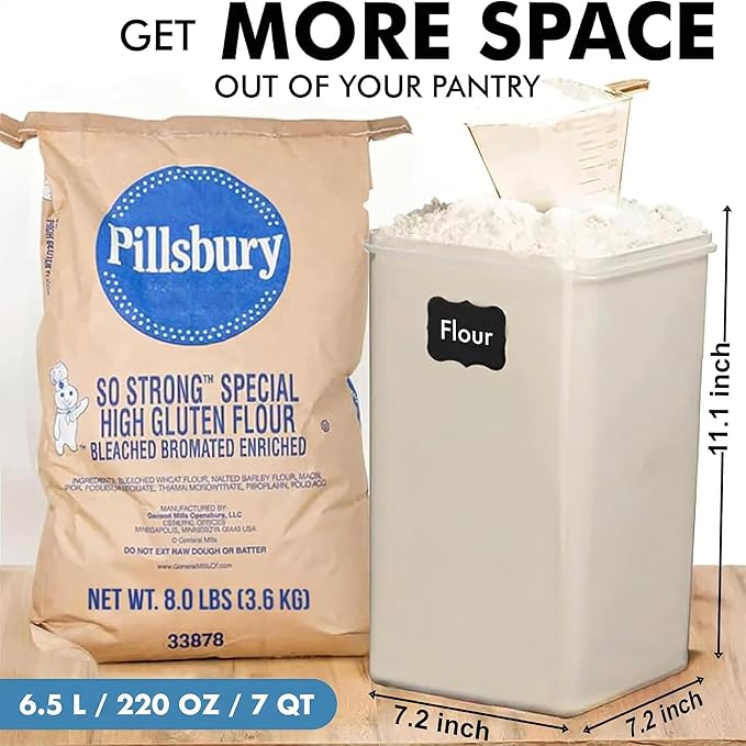 WHITE FEATHER SUPPLIES 2 PC [6.5L / 220 Oz] Large Food Storage Containers with Lids Airtight - BPA Free Clear Plastic Kitchen and Pantry Storage Containers, Bulk Storage for Cereal, Flour, Sugar, Rice