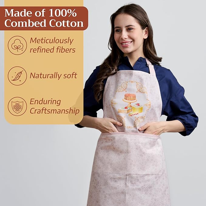 Maison d' Hermine 100% Cotton Apron for women with Pocket Kitchen Chef Apron for Men Cooking Mothers Day Gifts