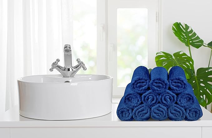 Softolle 100% Cotton Washcloths 24 Pack (12x12 Inches) Soft, Highly Absorbent Washcloth, Face Towels, Wash Cloths for Face, Ring Spun, Bulk Pack (Royal Blue)
