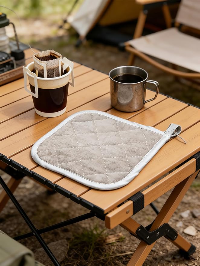 2pcs Cotton Heat Resistant Mat Pads for Baking Cooking Oven 6.7in Basic Square Pot Holder Multipurpose Quilted Liner Little Trivet Cloth Potholder for Kitchen Warming Buffets Party (Grey)