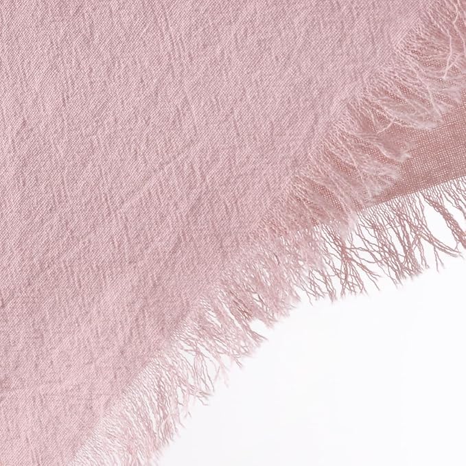 DeZerlor 12 Pack Pink Cotton Linen Napkins with Fringe Spring Cloth Napkins Set of 12 Boho Handmade Dinner Napkins Bulk for Wedding Bridal Baby Shower Parties, 17 x 17 Inches