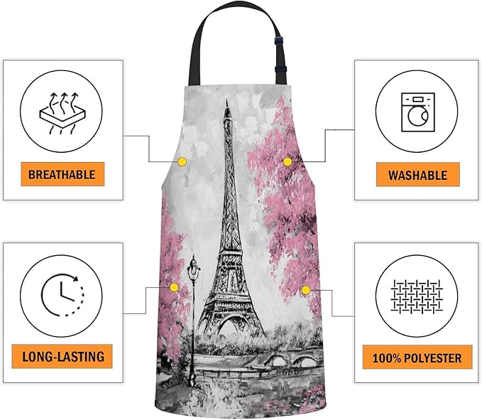 oFloral Paris European City Landscape Apron Unisex Adjustable Bib Apron, Cooking Kitchen Chef Apron, Women Men Apron for Home Kitchen, Restaurant, Coffee house
