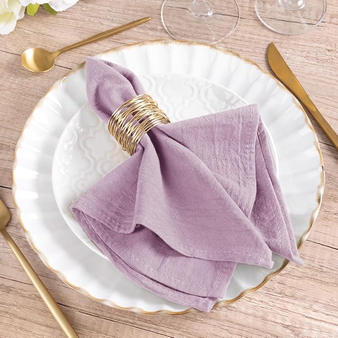 MLMW Lavender Purple Cloth Napkins Set of 6 Linen Spring Easter Dinner Lilac Cotton Napkins Cloth Bulk Washable 16"×16" for Wedding Party Baby Bridal Shower Birthday Table Decor