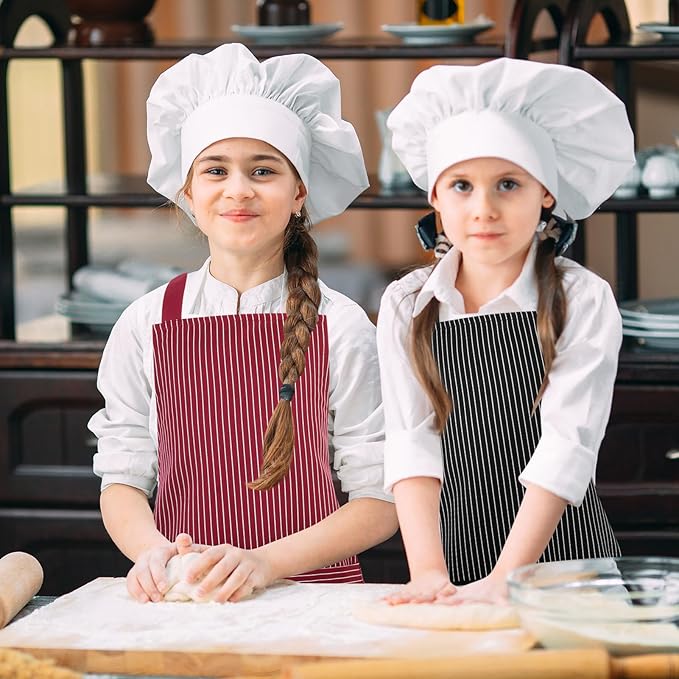 2 Pack Stripes Kids Apron, Kids Cooking Aprons with 2 Pockets, Cute Aprons for Cooking for Boys and Girls