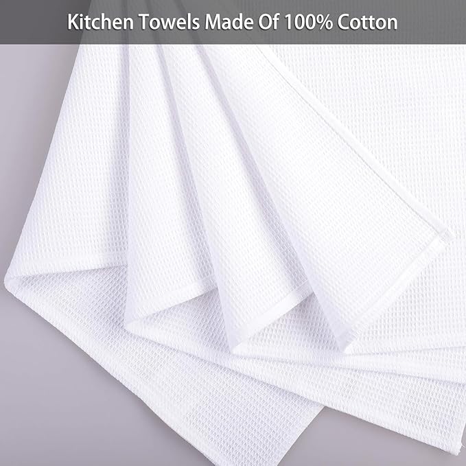 PY HOME & SPORTS Dish Towel Set, 100% Cotton Waffle Weave Kitchen Towels 8 Pieces, Super Absorbent (17 x 25 Inches, Set of 8)