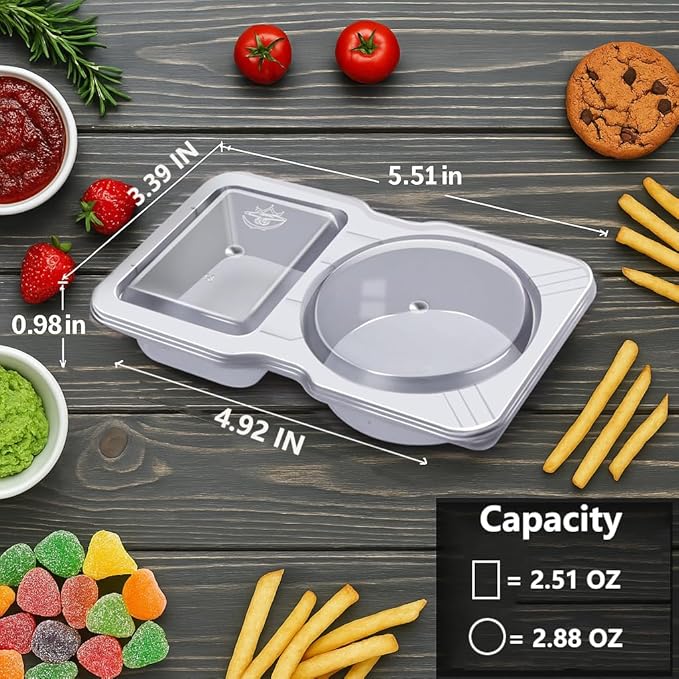 40 Sets Reusable Snack Containers Bulk , Double Compartment Snackle Box Container with Lids - Leak-Proof BPA-Free Food Storage, Condiments Portion Control Dip Cups for Kids School Lunches, Meal Prep