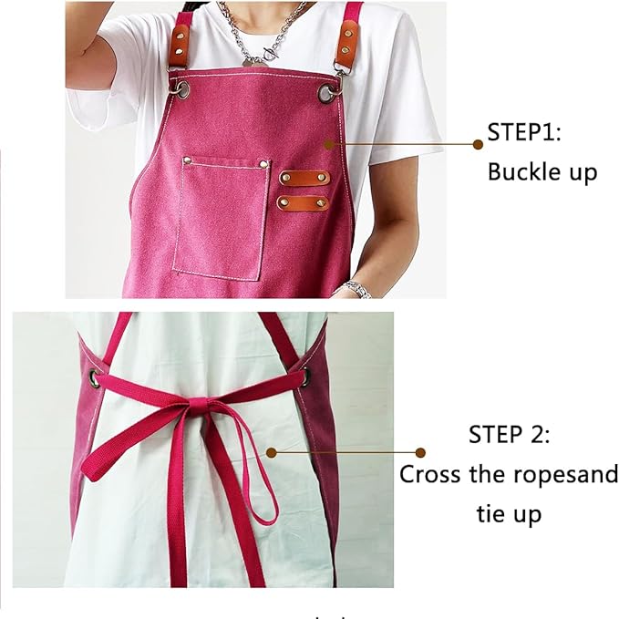 Aprons For Women Men With Pockets 2 Pcs,Kitchen Waterproof Hair Stylist Linen Bbq Tool Canvas For Adults Apron