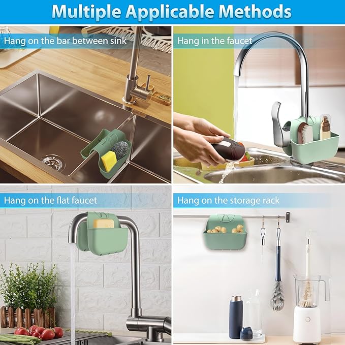 Hanging Silicone Sponge Holder for Kitchen Sink, Green