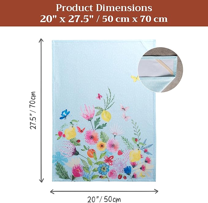 Maison d' Hermine Kitchen Towels Set of 3 100% Cotton 27.50" x 20" Reusable Cloth Tea Dish Towels Absorbent with Hanging Loop for Kitchen Gifts for Mothers Day Spring/Summer (Jardin D'Ete - Mint)