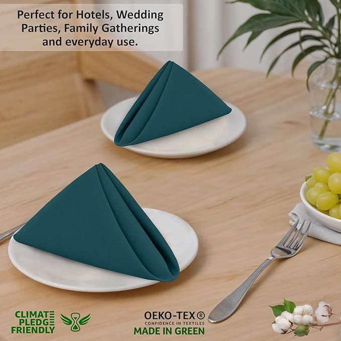 Ruvanti Cloth Napkins Set of 6, 18x18 Inches, 100% Cotton, Washable, Soft & Absorbent, Perfect for Wedding, Christmas, ‎Thanksgiving Dinners - Deep Teal
