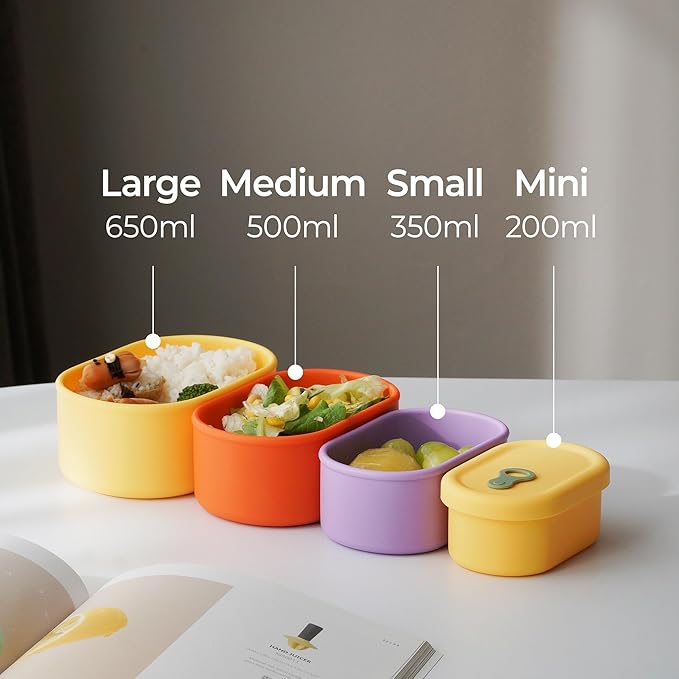 Premium Korean-Made Silicone Airtight Food Container with Steam Vent – BPA Free, Leakproof, Microwave & Freezer Safe Meal Prep. & Leftovers Storage (Mango Yellow, 12 floz)