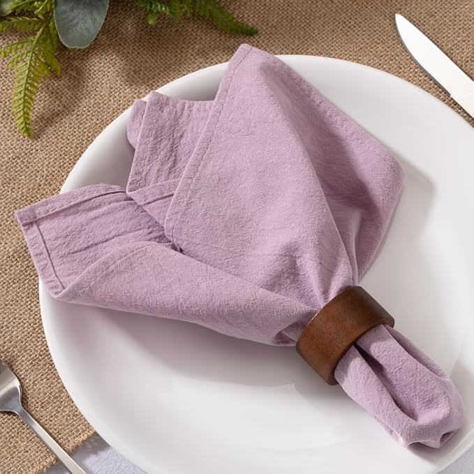 MLMW Lavender Purple Cloth Napkins Set of 6 Linen Spring Easter Dinner Lilac Cotton Napkins Cloth Bulk Washable 16"×16" for Wedding Party Baby Bridal Shower Birthday Table Decor