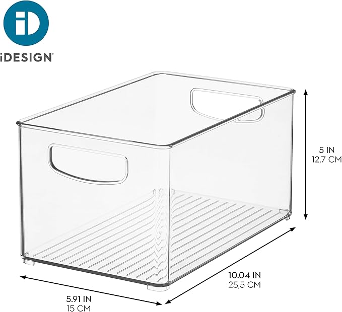 iDesign Stackable Clear Plastic Bin - Kitchen Organizers and Storage for Fridge and Pantry, 6-Pack