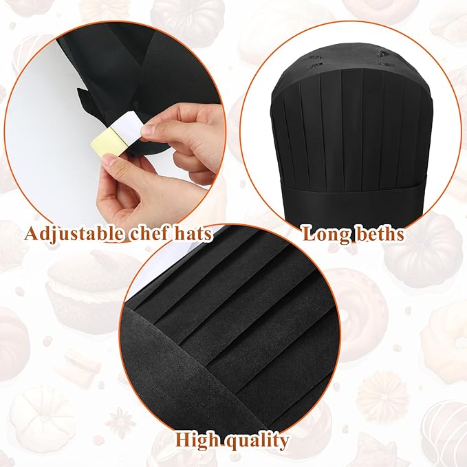 Coume Disposable Non Woven Apron Chef Hat Set, Adult Kitchen Aprons Adjustable Bakery Hats for Kitchen Cooking Baking