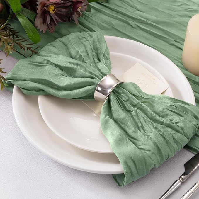 50 Pack Sage Green Spring Summer Cheesecloth Napkins Cloth Washable Cloth Napkins Set of 50 Bulk 21x21 Inches for Wedding Baby Bridal Shower Birthday Dinner Party Table Decor