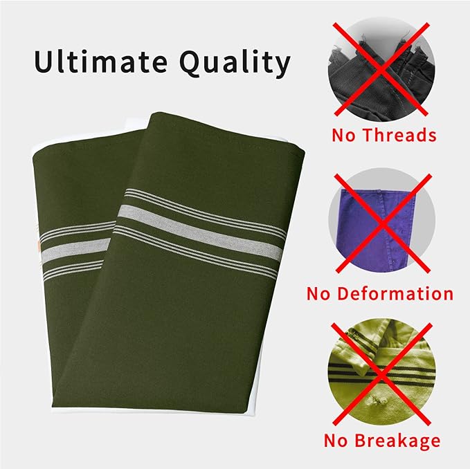 Bistro Stripe Cloth Napkins Set of 12 Pack, Dinner Napkins Cloth Washable 18 * 22 Inches, MJS Commercial Quality, Reusable Table Napkins Cloth, Non-Iron, No Fade, Sage Green White Stripes