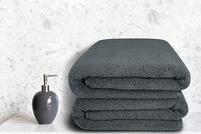 BIOLINEN Luxury 100% Cotton Bath Towels Ultra Soft, Highly Absorbent, Quick-Dry Premium Quality for Home, Spa & Hotel (Grey, 30x60)