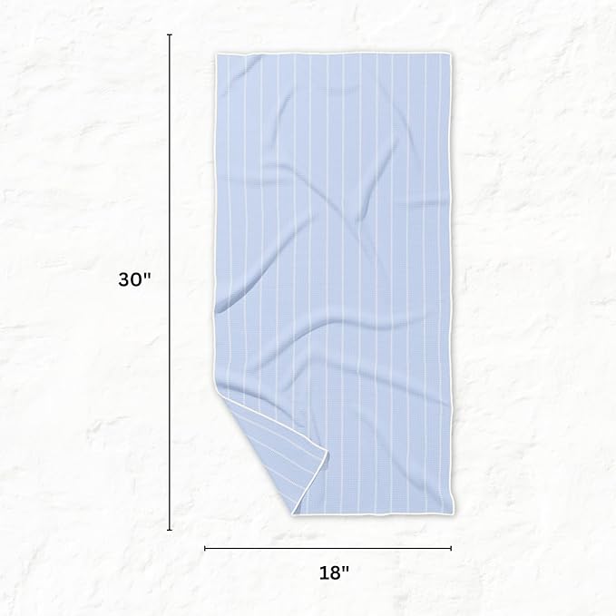 HALL & PERRY Kitchen Tea Towel, Ultra Soft, Quick Dry Microfiber Dish Cloths - 18"x30" Premium Quality Waffle Towel - Stripes and Plaid, Light Blue/Grey (1, Sydney)
