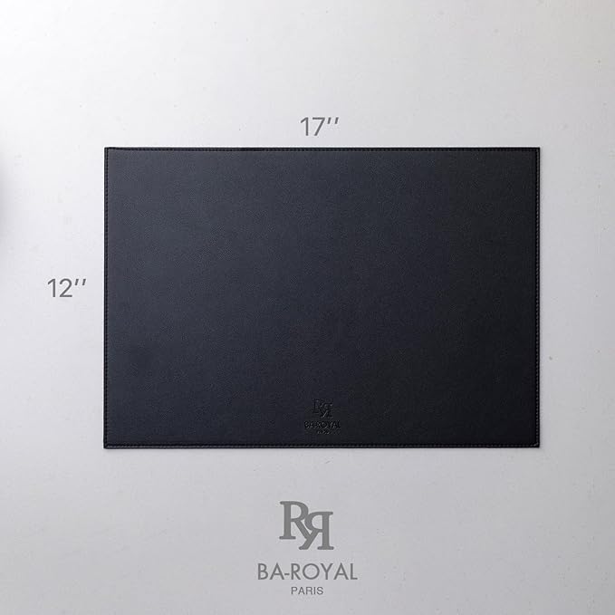 Faux Leather Placemats Set of 12 Vinyl Washable Wipeable Table Mats for Kitchen Dining Table Heat Resistant Waterproof Modern Indoor/Outdoor Placemats Non-Slip Easy Clean Place Mats (Black)
