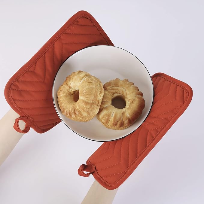 Anyi Pot Holders and Oven Mitts 7" X 9" Heat Resistant Cotton Pocket Pot Holder Set Feature of Non Slip Kitchen Hot Pad Oven Mitts, 3-Pack (Aqua Sky)