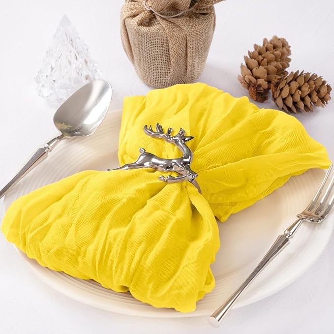 MLMC 24 Pack Yellow Cheesecloth Napkins Washable Cloth Napkins 21"x21" Boho Reusable Dinner Napkins in Bulk for Back to School Bridal Baby Shower Events Table Decor