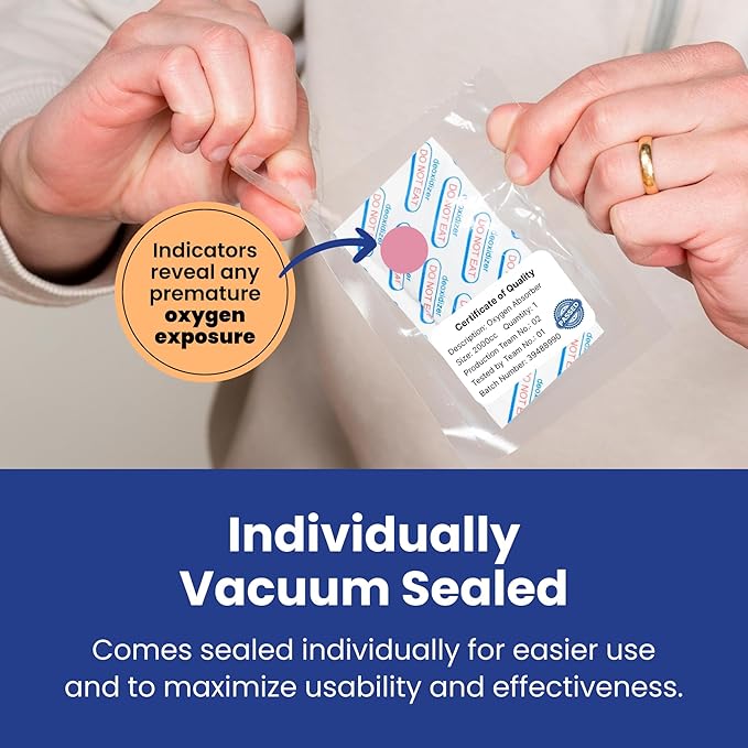 Wallaby 2500cc Oxygen Absorbers - 20 Count (Individually Sealed) - for Long Term Food Storage & Survival, Mylar Bags, Canning, Harvest Right Freeze Dryer