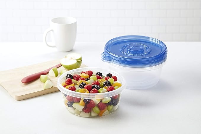 Glad GladWare Big Bowl Food Storage Containers with Lids, Large Round No BPA Plastic Containers for Soups, Salads, and Meal Prep, Lock Tight Seal, Microwave Dishwasher Safe, 48 Oz, 3 Count - 6 Pack