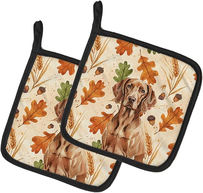Caroline's Treasures Liver Pointer Heirloom Fall Pair of Pot Holders Pair 7.5x7.5 Quilted Insulated Hot Pads Decorative Kitchen Gift Made in USA