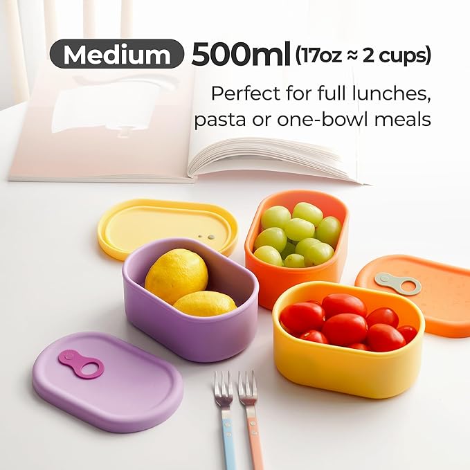 Premium Korean-Made Silicone Airtight Food Container with Steam Vent – BPA Free, Leakproof, Microwave & Freezer Safe Meal Prep. & Leftovers Storage (Mango Yellow, 17 floz)