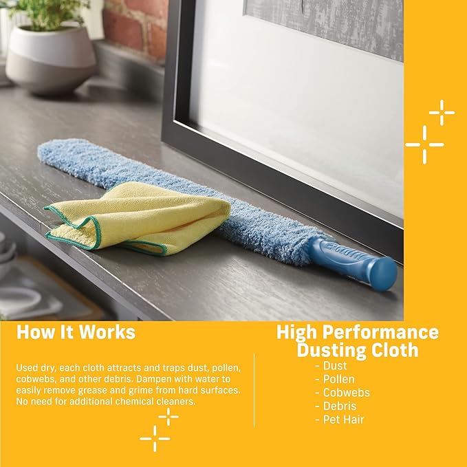 E-Cloth High Performance Dusting Cloth - Microfiber Dusters for Cleaning, Supplies for Housekeeping - Washable Cloths for Cleaning - Reusable Microfiber Cleaning Cloths - 2 Pack