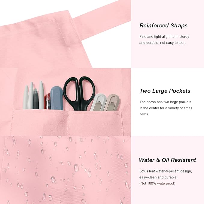 15 Pcs Adult Aprons Bulk with Pockets Adjustable Bib Chef Apron for Women Men Painting Cooking Crafting (S/L)
