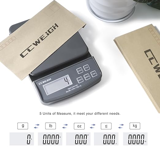 Postal Scales 26lbs/0.03oz High Precision Food Scale for Kitchen with Hold,Tare and PCS,Portable Shipping Scale for Packages, Small Kitchen Business,Jewelry,Batteries Included （Grey26lbs/1kg）