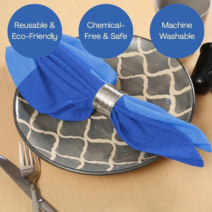 Set of 12 Cloth Dinner Napkins Cotton - Soft Durable Washable - Ideal for Farmhouse Party Wedding Christmas - Perfect Everyday Use Table Linen 18x18 inch Cloth Napkins Blue