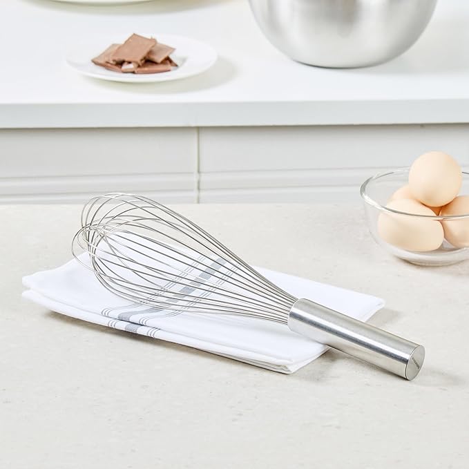Met Lux 12 x 2.5 x 2.5 Inch Baking Whisk With Ergonomic Handle - Dishwashable Stainless Steel Whisk For Whipping Or Cooking