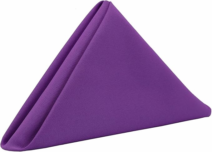 Your Chair Covers Cloth Polyester Napkins, 20 x 20 Inch, Washable Dinner Fabric Linen Napkins with Hemmed Edges for Restaurant, Wedding and Holiday Pack of 10 (Purple)