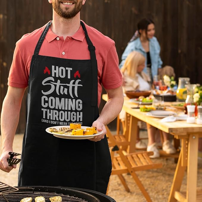 SANDJEST Men's Aprons with Pockets - Funny Aprons for Men BBQ, Kitchen, Cooking - Gifts for Birthday, Birthday