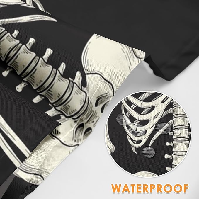 Britimes Skeleton Rock Skull Halloween Apron Home Kitchen Cooking Baking Gardening for Women Men with Pockets 32x28 inch