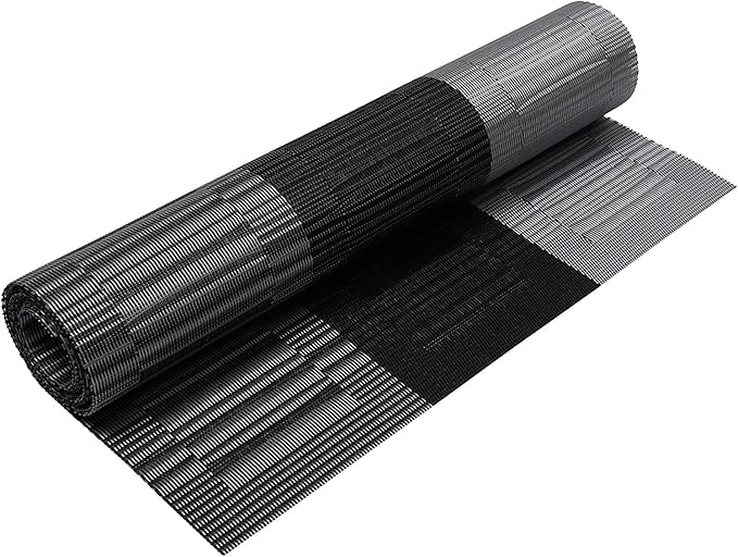 SHACOS Table Runners Woven Vinyl PVC Table Runners 12 x 90 inch Wipeable Heat Resistant Runner for Tables Countertop Indoor Outdoor, Bamboo Ombre Black and Gray