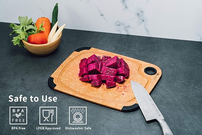 Toptier Wood Fiber Cutting Board for Kitchen - Non-Slip, Reversible, Eco-Friendly, Small 11.5 x 9.25-inch Chopping Board, Natural Slate