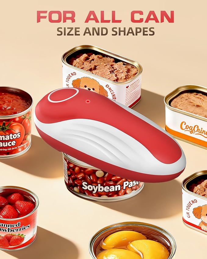 One Touch Rechargeable Can Opener Fits All Can Sizes with Indicator Light, Electric Can Openers for Kitchen Food Safe with Smooth Edge, Kitchen Gadgets Can Openers for Seniors, Arthritis and Chef