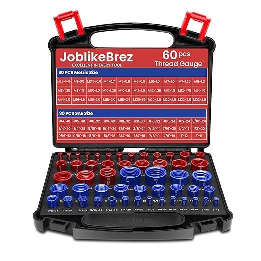Thread Checker, 60pcs Nut and Bolt Thread Checker, 30 Inch & 30 Metric Box Set Thread Gauge, Thread Checker Standard and Metric Suitable for Size Checker of Bolts or Nuts in Narrow Areas