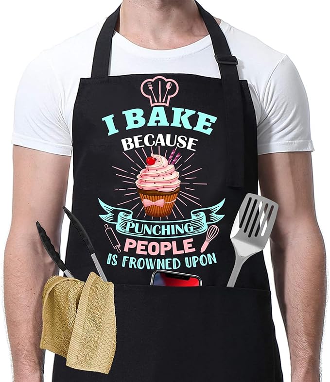 Baking Apron for Women I Baking Because People Is Frowned Aprons Gifts for Men Woman Family Friends