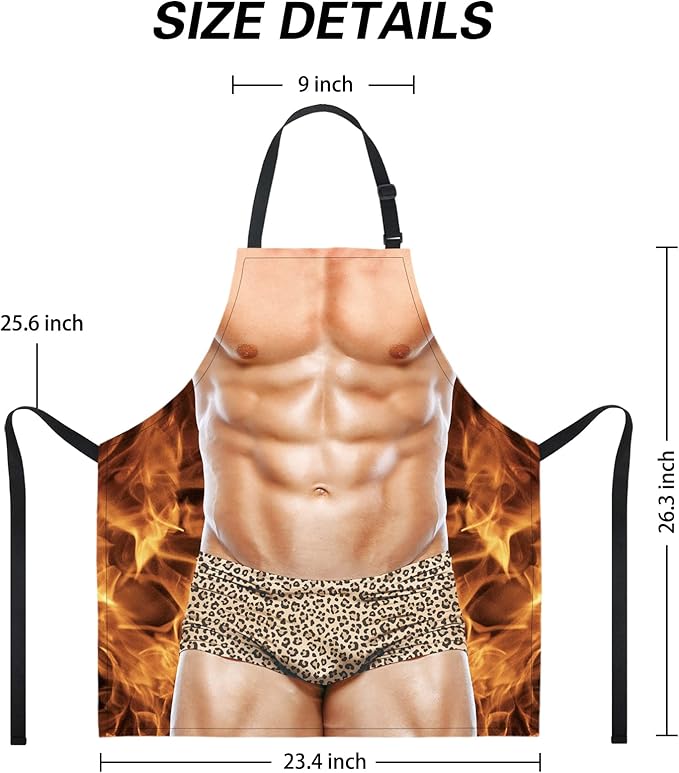 Funny Men Cooking Grilling Aprons Muscles Guy BBQ Funny Gag Gifts for Christmas, White Elephant Gift Exchange (Muscleman 2, One Size)