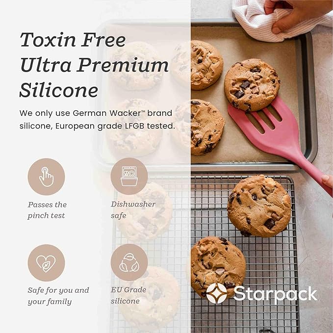 Starpack 'Head Turner' XL Premium Silicone Turner and Slotted Spatula - 13" Turning Spatulas High Heat Resistant to 600°F - Silicone Slotted Spatulas for Cooking - Non Stick Rubber Turning Spatula