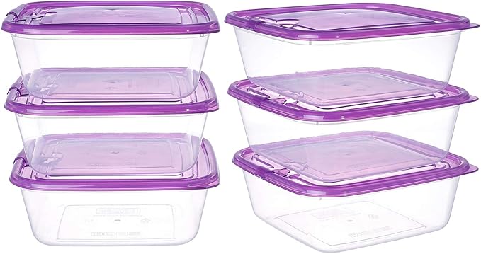 KIGI Airtight Food Storage Containers with Vent Lids for Meal Prep, Lunch, BPA Free, Stackable, Reusable Plastic Containers for Leftovers, Kitchen, Pantry, Fridge Organizer, Freezer Safe (23oz 6PACK)