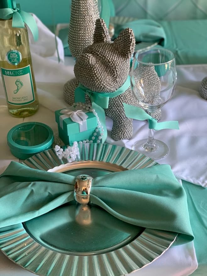 Your Chair Covers Cloth Polyester Napkins, 20 x 20 Inch, Washable Dinner Fabric Linen Napkins with Hemmed Edges for Restaurant, Wedding and Holiday Pack of 10 (Robin Egg)