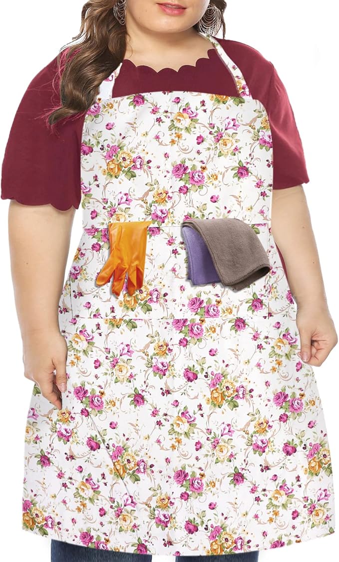 LOLOMLO Oversize Canvas Cotton Apron, Extra Large Aprons with Long Strap, Adjustable Neck Tear Resistant Plus Size aprons