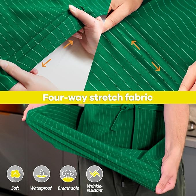 ROTANET Stripe Stretch Apron for Men Women Chef Big and Tall Large Striped Aprons with Pockets for Kitchen Cooking Waterproof