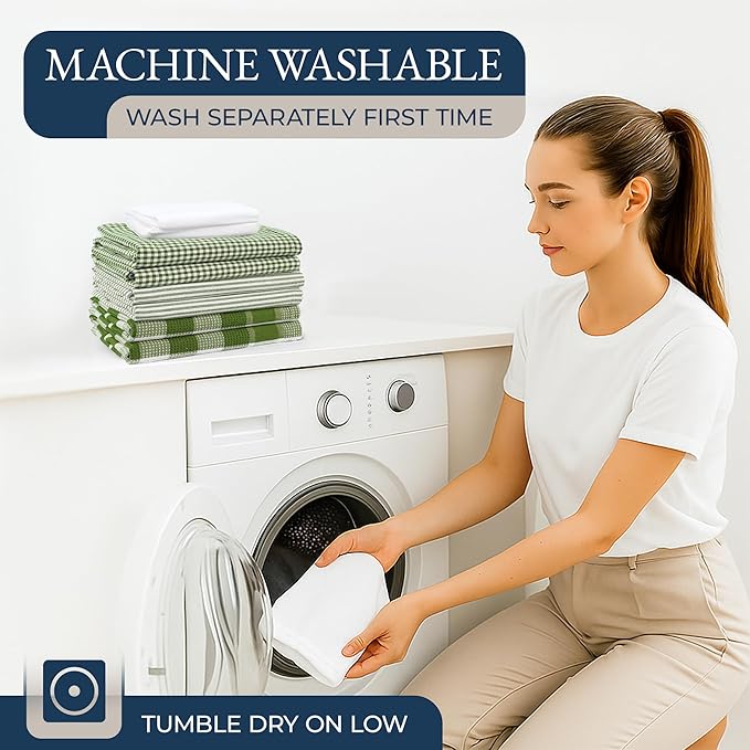 LANE LINEN Dish Towel and Dishcloth Set - 20 Pc Cotton Towels, Heat Resistant Kitchen Mitts and Pot Holders, Olive