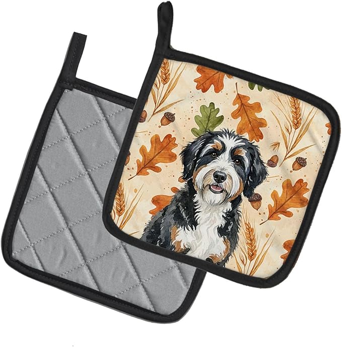 Caroline's Treasures Berndoodle Heirloom Fall Pair of Pot Holders Pair 7.5x7.5 Quilted Insulated Hot Pads Decorative Kitchen Gift Made in USA
